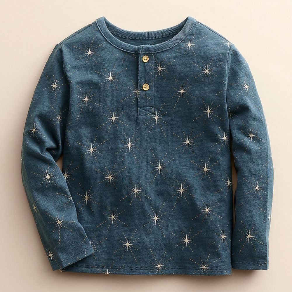 Little Co. by Lauren Conrad Navy Star Print Long Sleeve Organic Cotton Tee